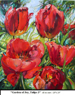 Garden of Joy, Tulips-3, Oil on Canvas